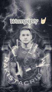 a black and white photo of a man with the name wampipty on top