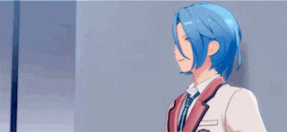 two anime characters are touching each other 's faces .