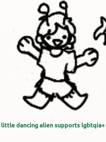 a black and white drawing of a little dancing alien