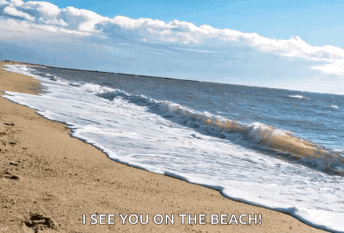 a picture of a beach with the words i see you on the beach below it