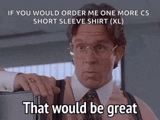 a man in a suit and tie is pointing at something and saying that would be great