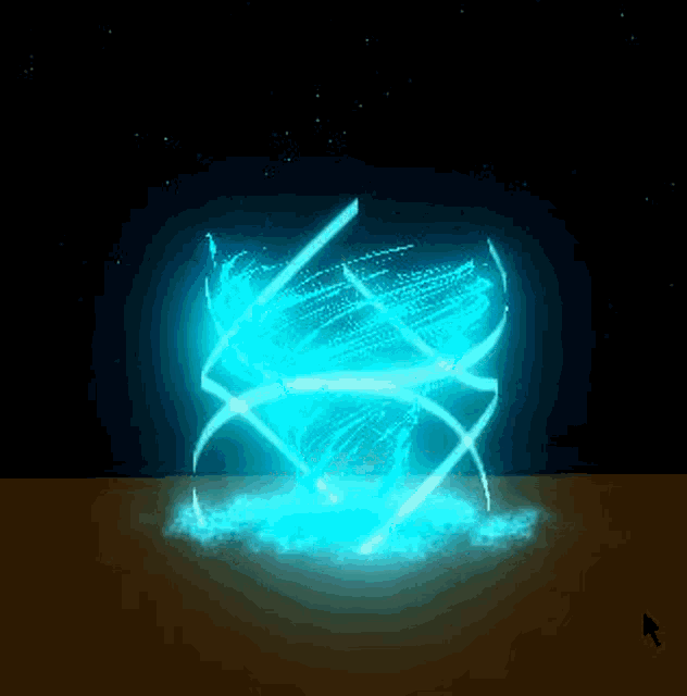 a computer generated image of a blue light coming out of a sphere