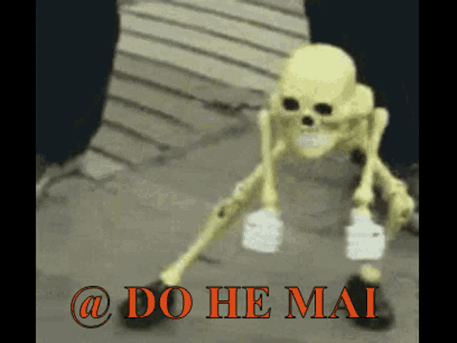 a picture of a skeleton with the words do he mai written on it