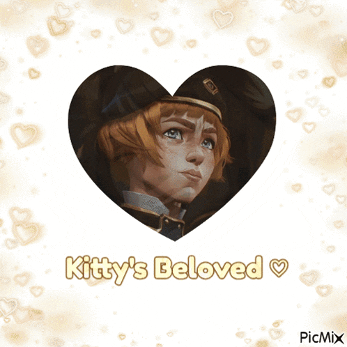 a picture of a girl with the words kitty 's beloved on it