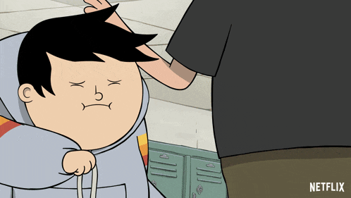 a cartoon character with a sad face and a netflix logo