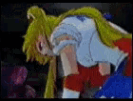 a cartoon character is laying down with her head down