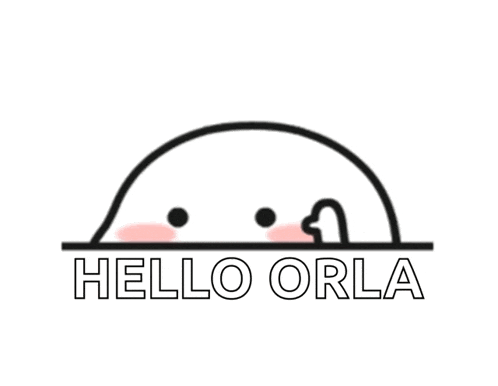 a black and white drawing of a seal with the words hello orla below it