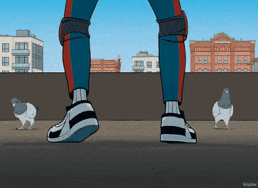 a cartoon of a person standing next to two pigeons with the word kepler on the bottom right