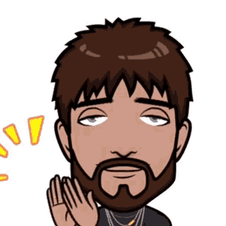 a cartoon man with a beard is clapping his hands