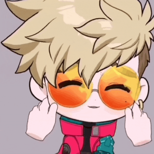 a cartoon of a boy wearing sunglasses and giving the middle finger