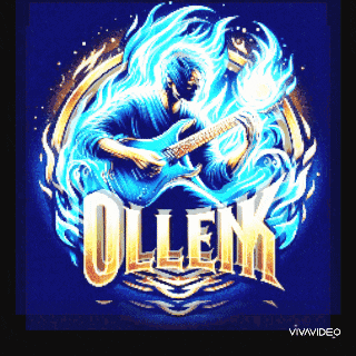 a poster of a man playing a guitar with the word ollek in the middle