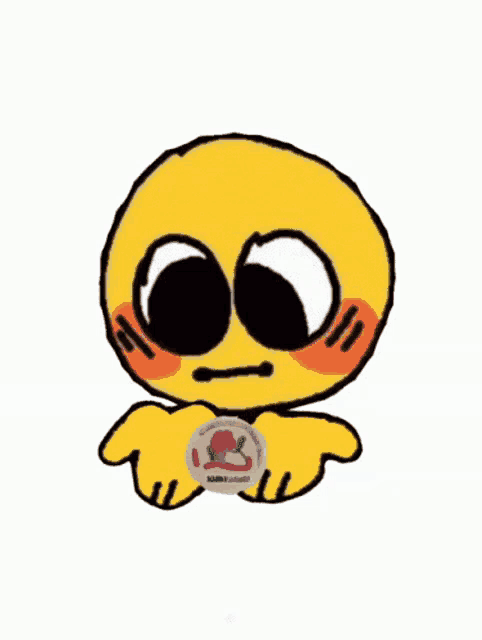 a cartoon smiley face is holding something in its hands and has a no smoking sign on it .