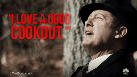 a man in a top hat says " i love a good cookout " while looking up