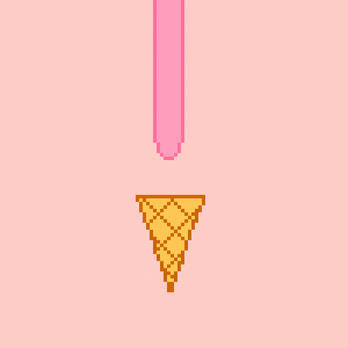 a pixel art drawing of two ice cream cones