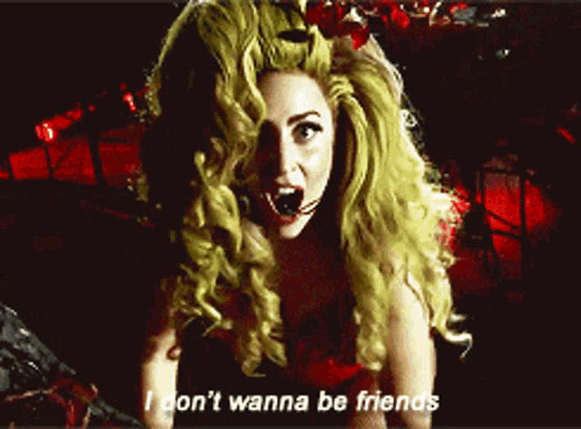 lady gaga says i don 't wanna be friends in a red dress