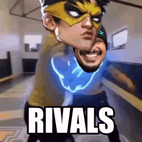 a cartoon of a man wearing a mask with the words rivals below it