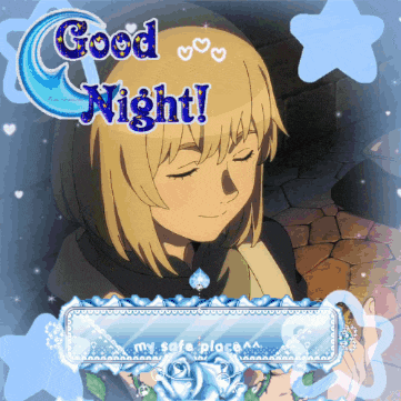 a picture of a girl with the words good night