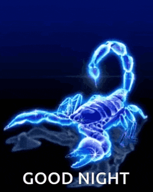 a picture of a scorpion with the words good night written below it