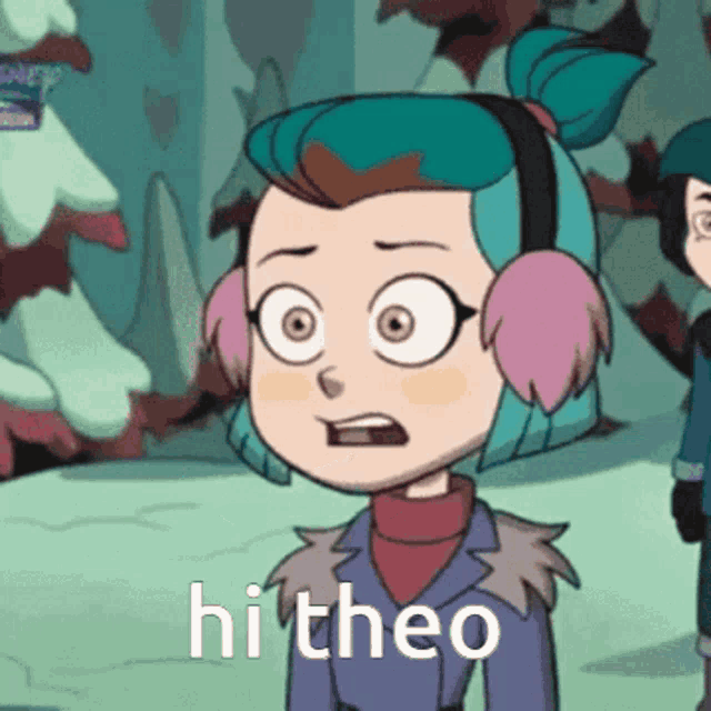 a cartoon character says hi theo in a cartoon