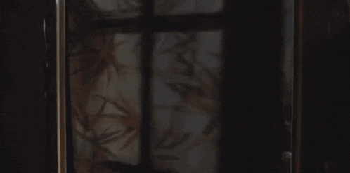 a man and a woman are looking at each other in front of a window .