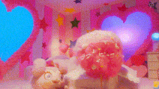 a stuffed animal is laying on a bed in a room with a heart shaped window .