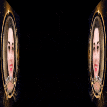 a woman 's face is displayed in a circle with the name dinomsah written on it