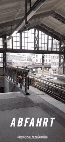 a train station with the word abfahrt on it