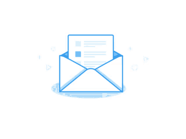 a blue and white envelope with a letter inside