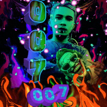 a poster with a man and a skull and the number 007