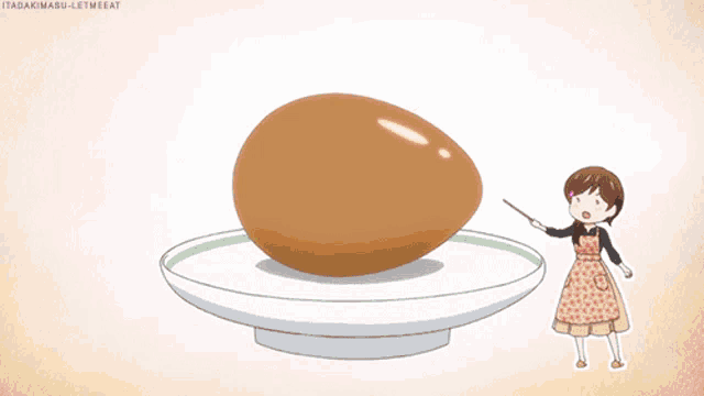 a cartoon of a woman holding chopsticks over a plate of food that says itadakimasu-letmeeat