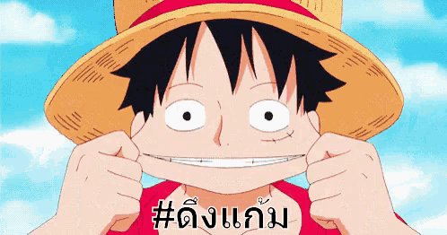 monkey d luffy from one piece is making a face
