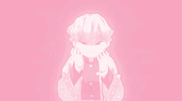 a pink background with a white silhouette of a man