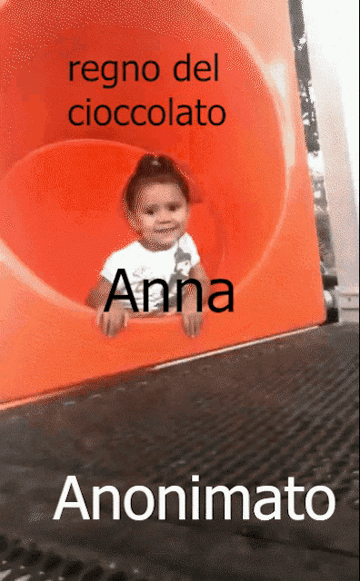 a picture of a little girl on a slide that says regno del cioccolato