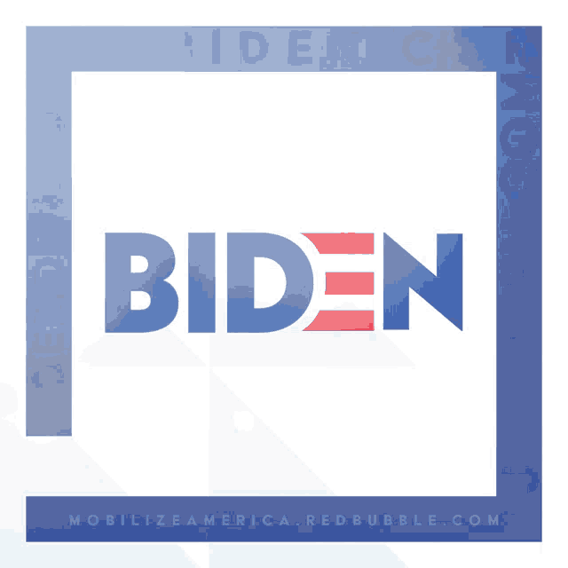 a biden logo with a blue and red border