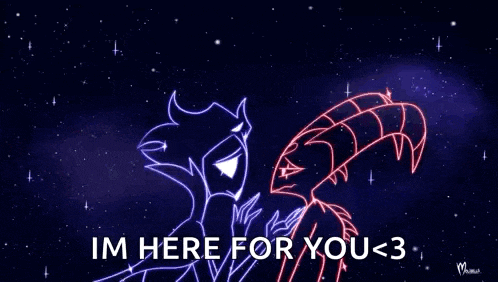 a cartoon character is hugging another cartoon character in a space scene .
