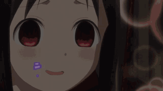 a close up of a girl 's face with the number 4 on it