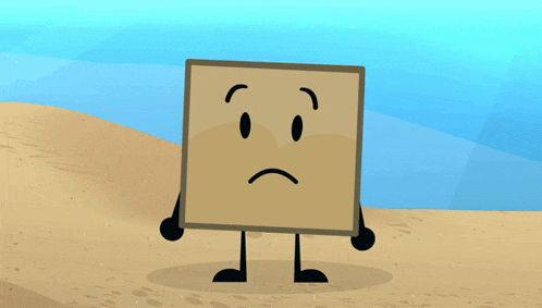 a cartoon drawing of a box with arms and legs