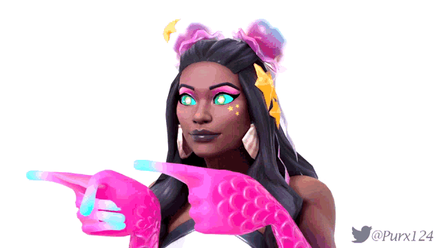 a drawing of a woman with a pink flamingo on her head and the twitter username purx124