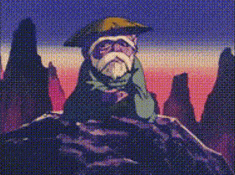 a cartoon of an old man with a beard and a hat