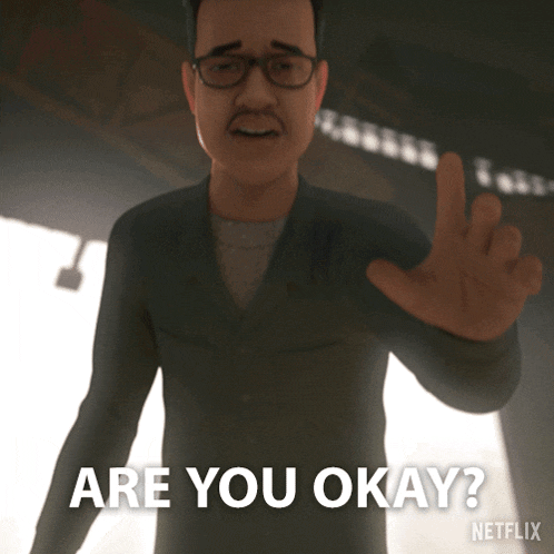 a man with glasses says " are you okay " in a netflix advertisement