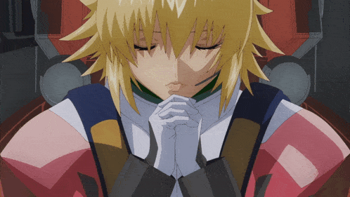 a girl with her eyes closed and her hands folded