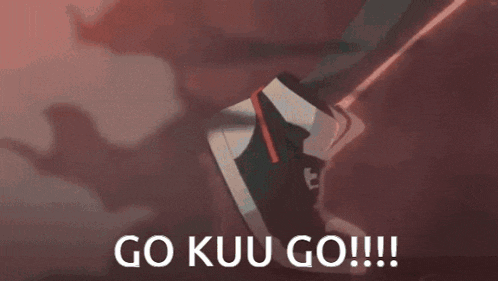 a picture of a man running with the words go kuu go