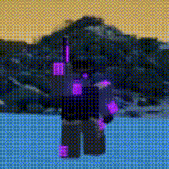 a pixel art of a person standing in front of a mountain