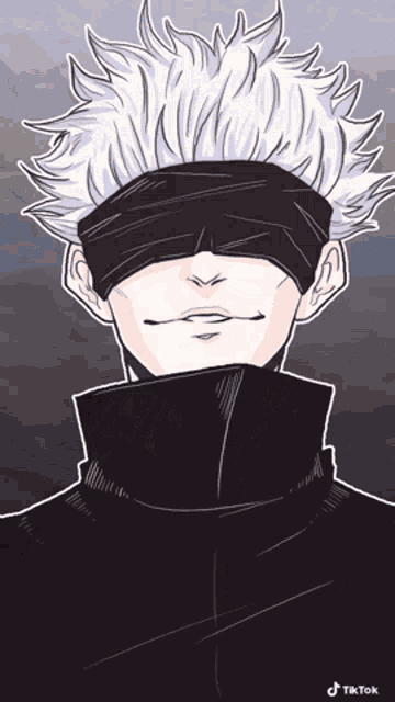 a drawing of a man with white hair and a black headband with tiktok written on the bottom