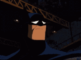 a cartoon of batman with his eyes closed and a sad look on his face