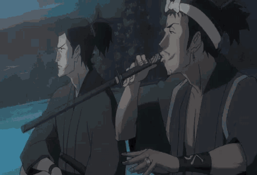a cartoon of a man holding a sword with the word jin on his arm
