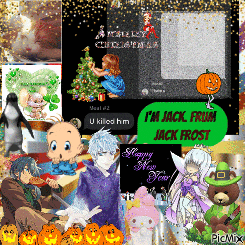 a collage of images with one that says i 'm jack from jack frost