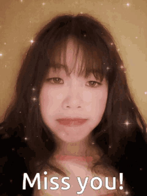 a picture of a girl with the words " miss you " on it