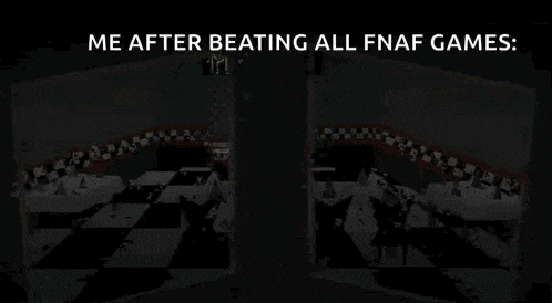 a screenshot of a video game with the words `` me after beating all fnaf games ''