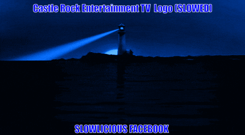 a logo for castle rock entertainment with a lighthouse in the background
